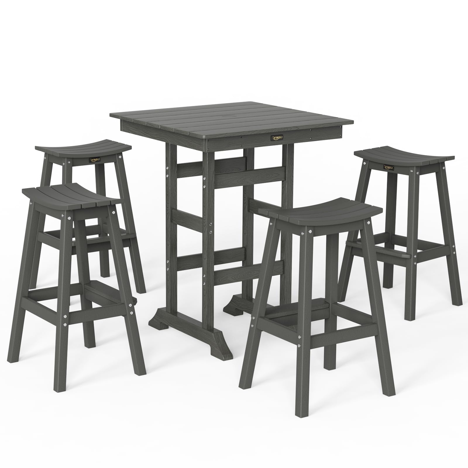 5-Piece Outdoor Bar Set with 4 Stools