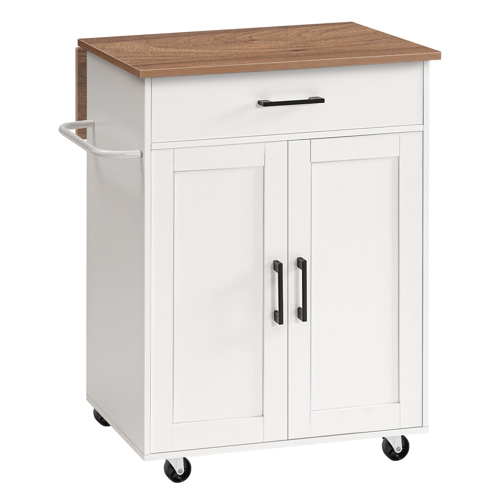 Kitchen Island Cart on Wheels with Drop Leaf and Storage