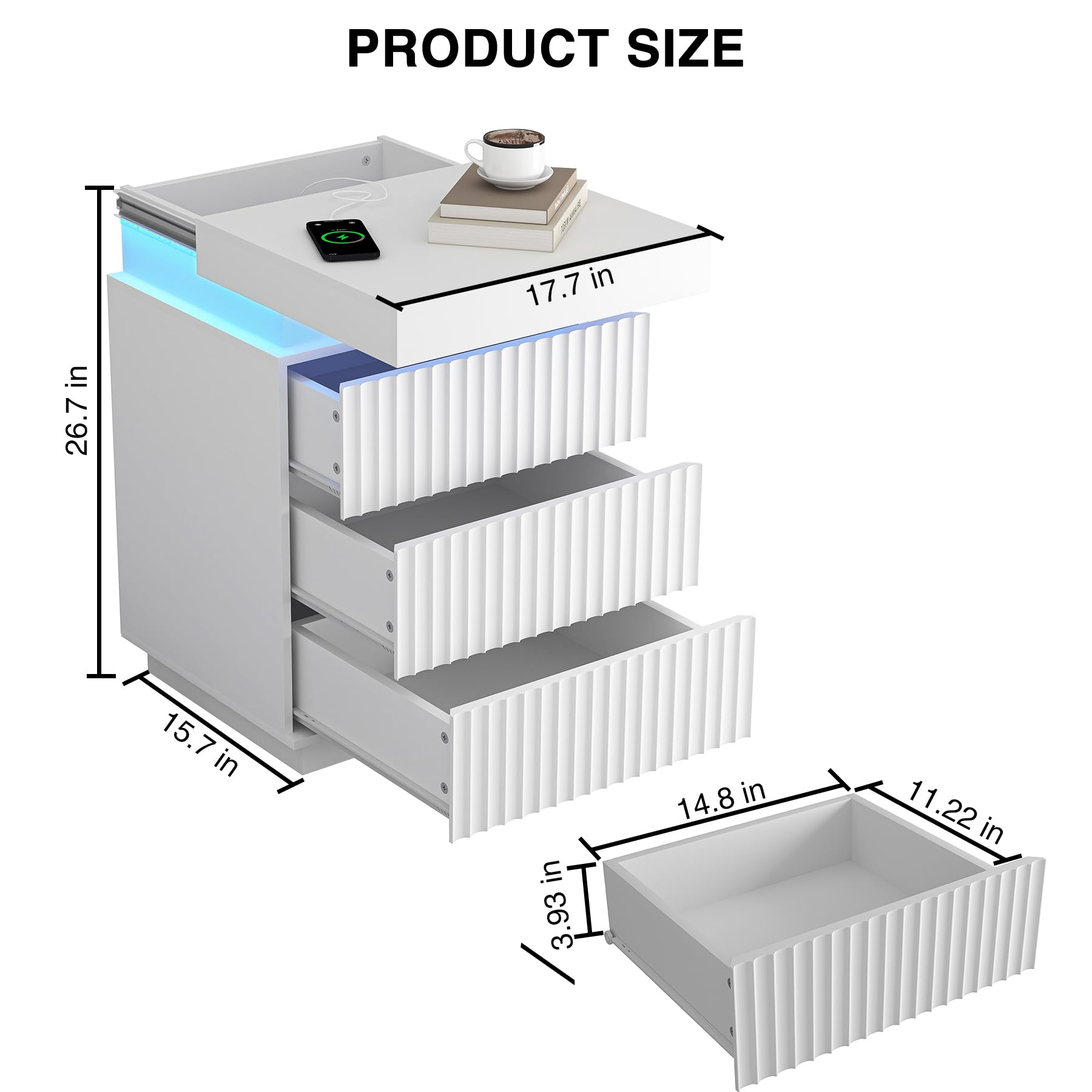 LED Nightstands with Charging Station