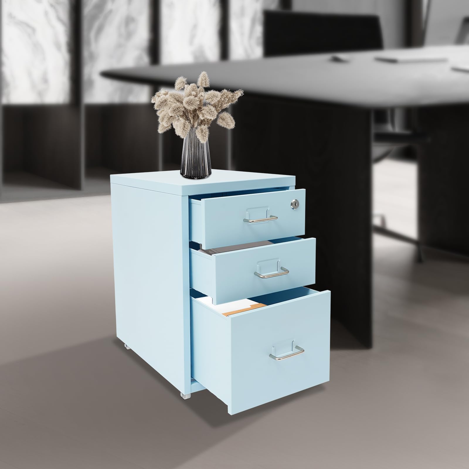 3-Drawer Lockable Mobile File Cabinet