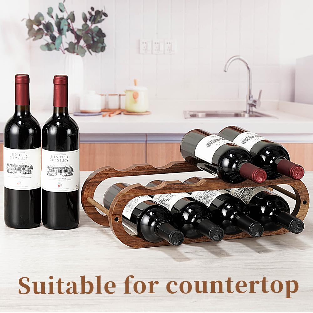 Wine Rack and Water Bottle Organizer 2-in-1 Acacia Wood 2-Tier