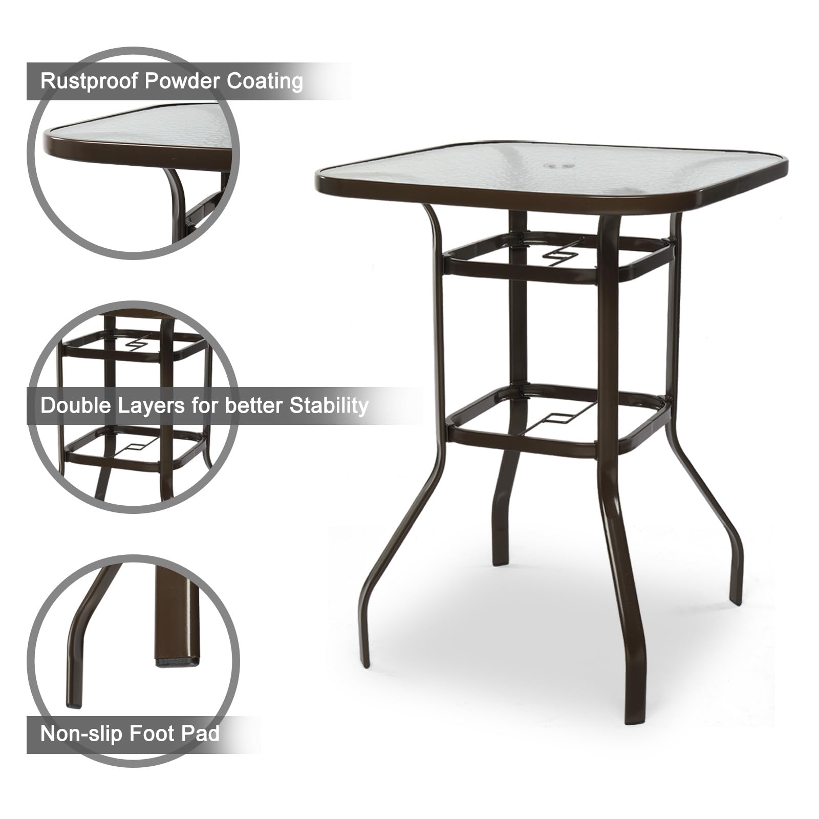 Outdoor Bar Table with Umbrella Hole