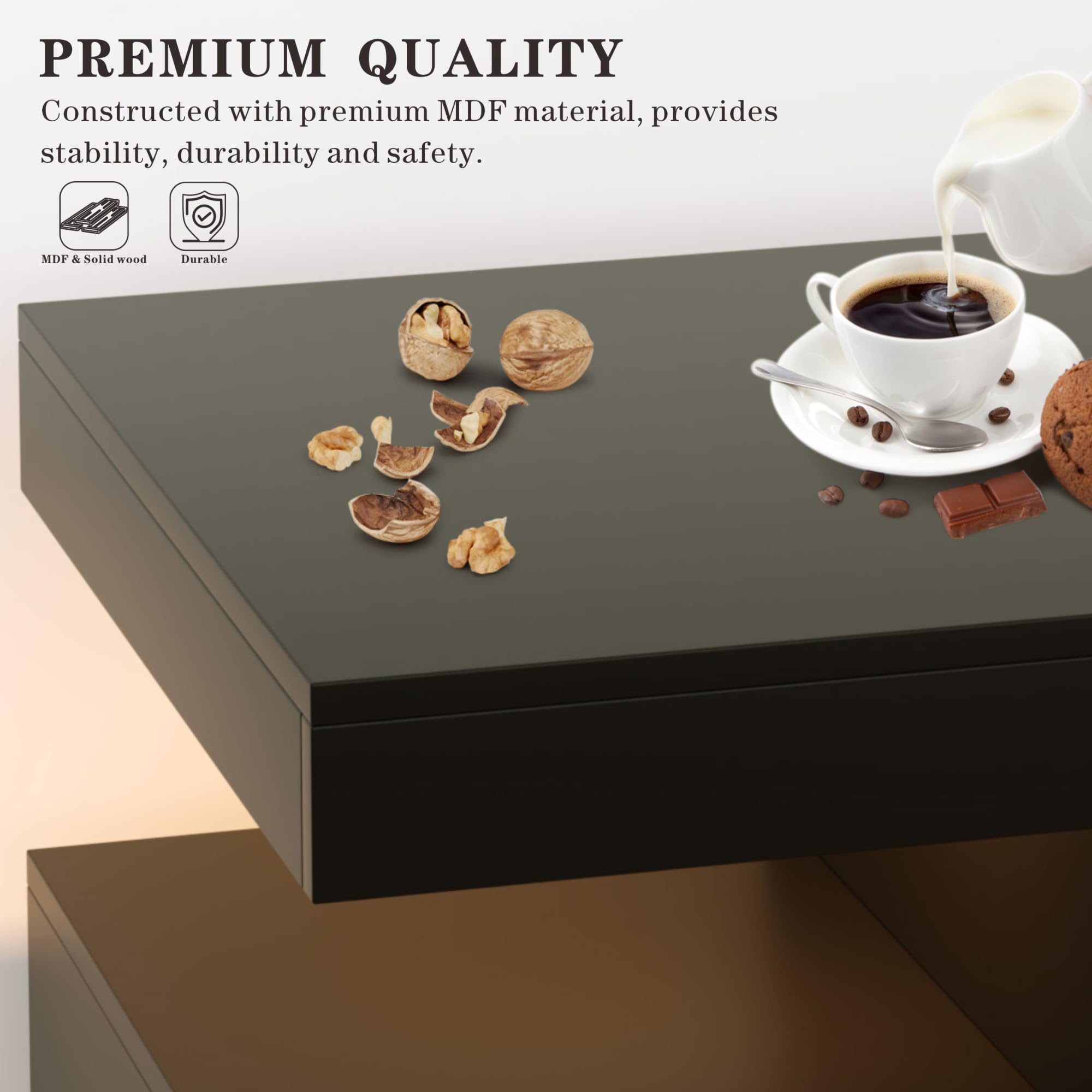 LED Coffee Bar Cabinet with Charging Station