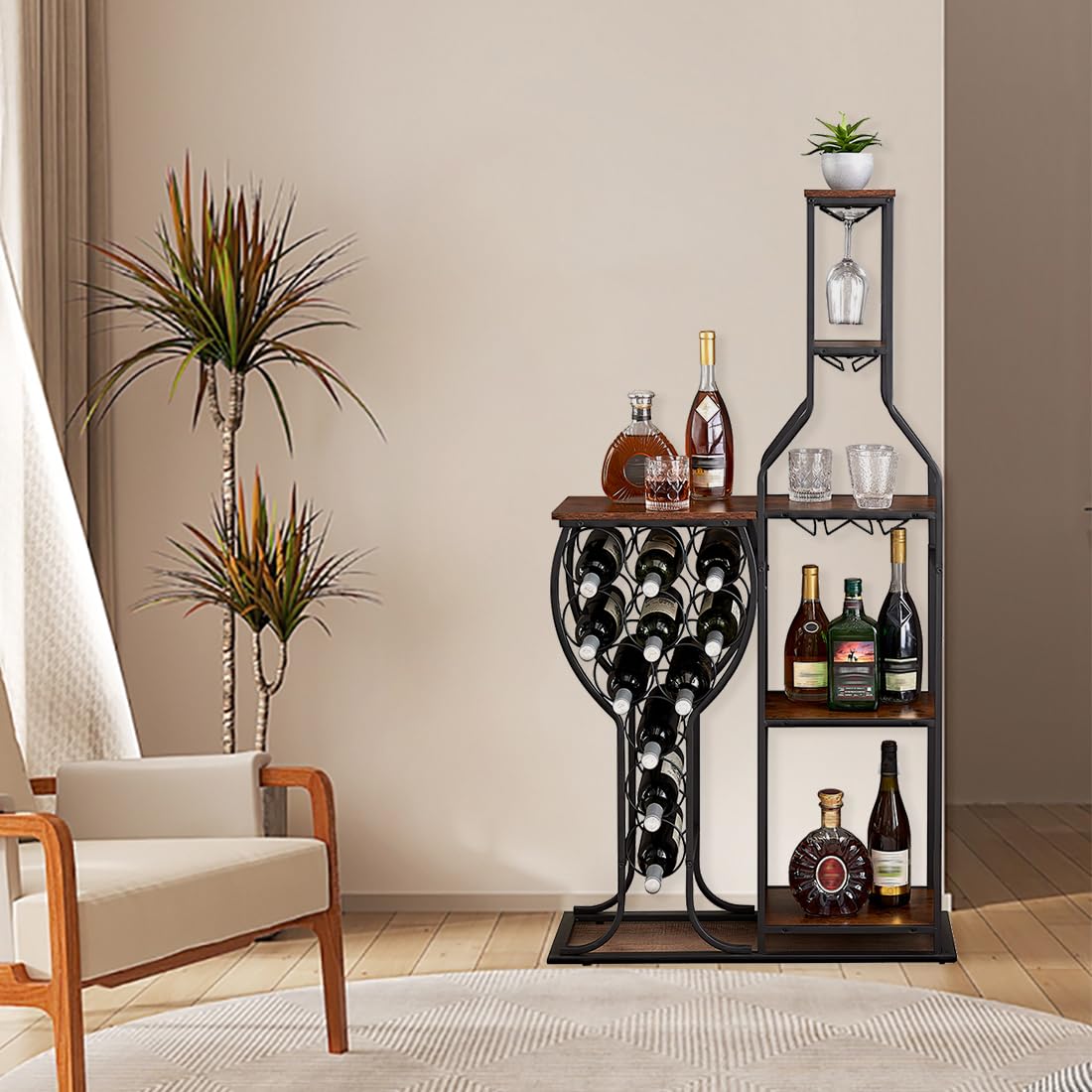 5-Tier Wine Rack Freestanding Floor 11 Bottles