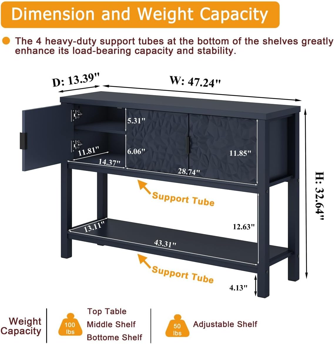 Console Table for Entryway with Storage Shelf