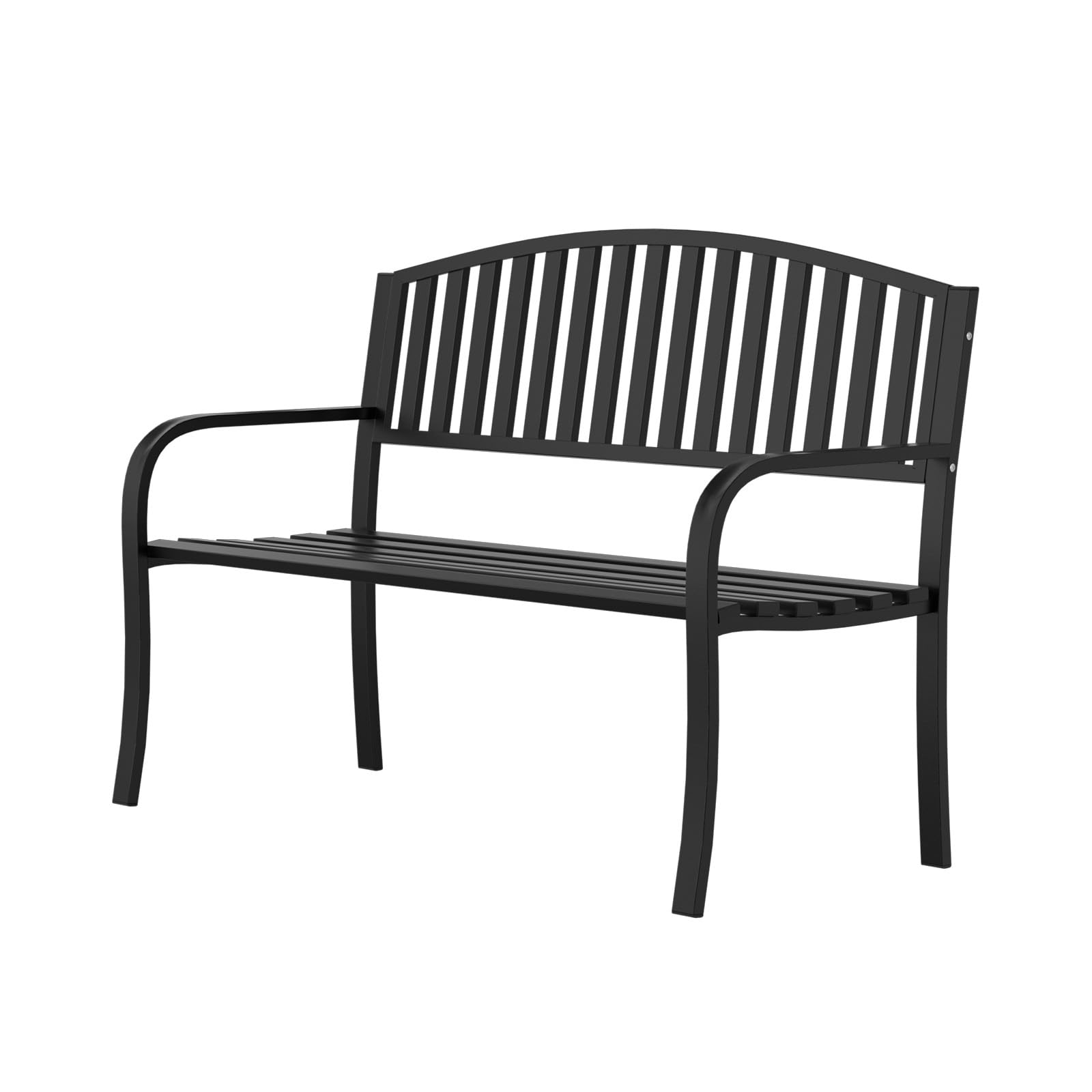 50" Metal Outdoor Bench with Armrests