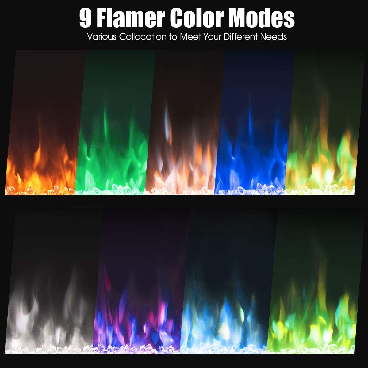 50-Inch Electric Fireplace Insert with Thermostat