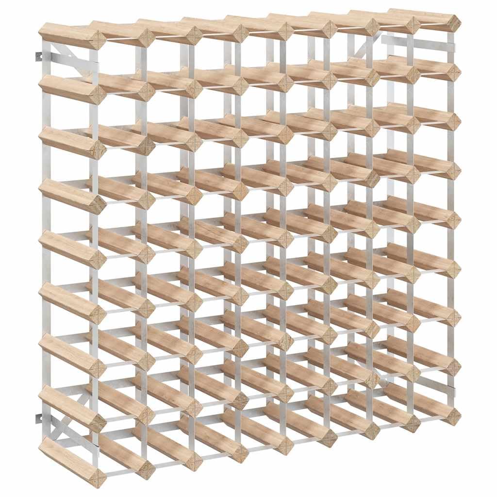 72 Bottle Wine Rack Solid Pinewood Galvanized Steel