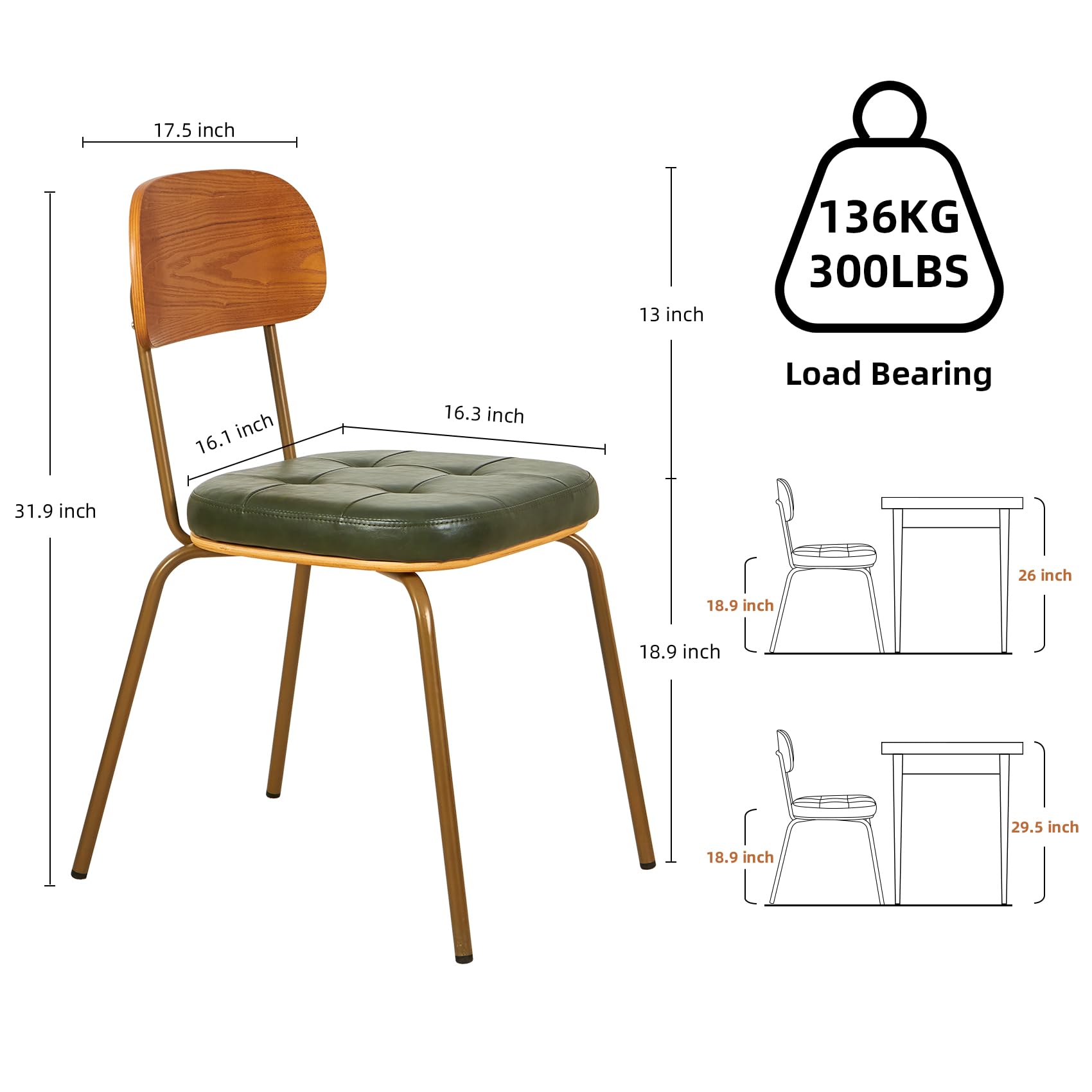 Mid Century Modern Dining Chairs Set of 2