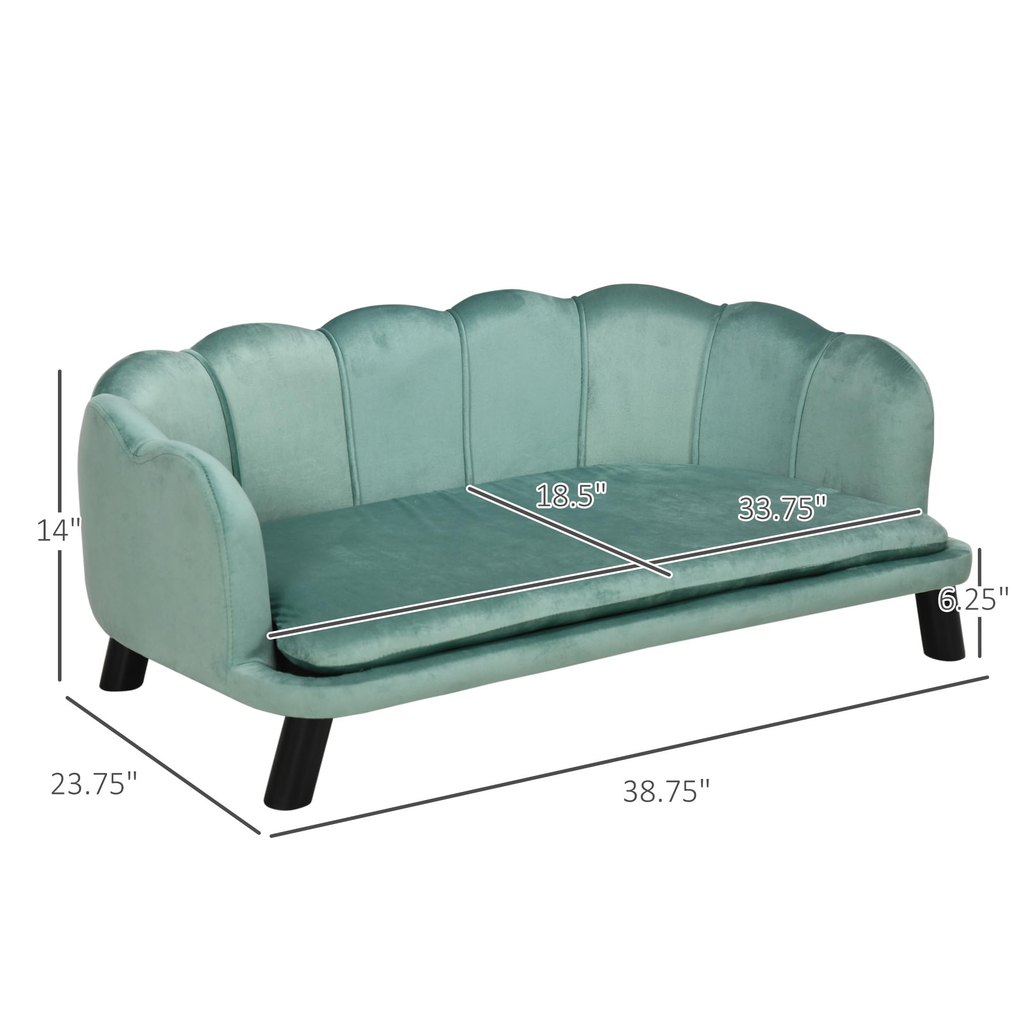 Velvet Large Dog Couch with Foam Cushion