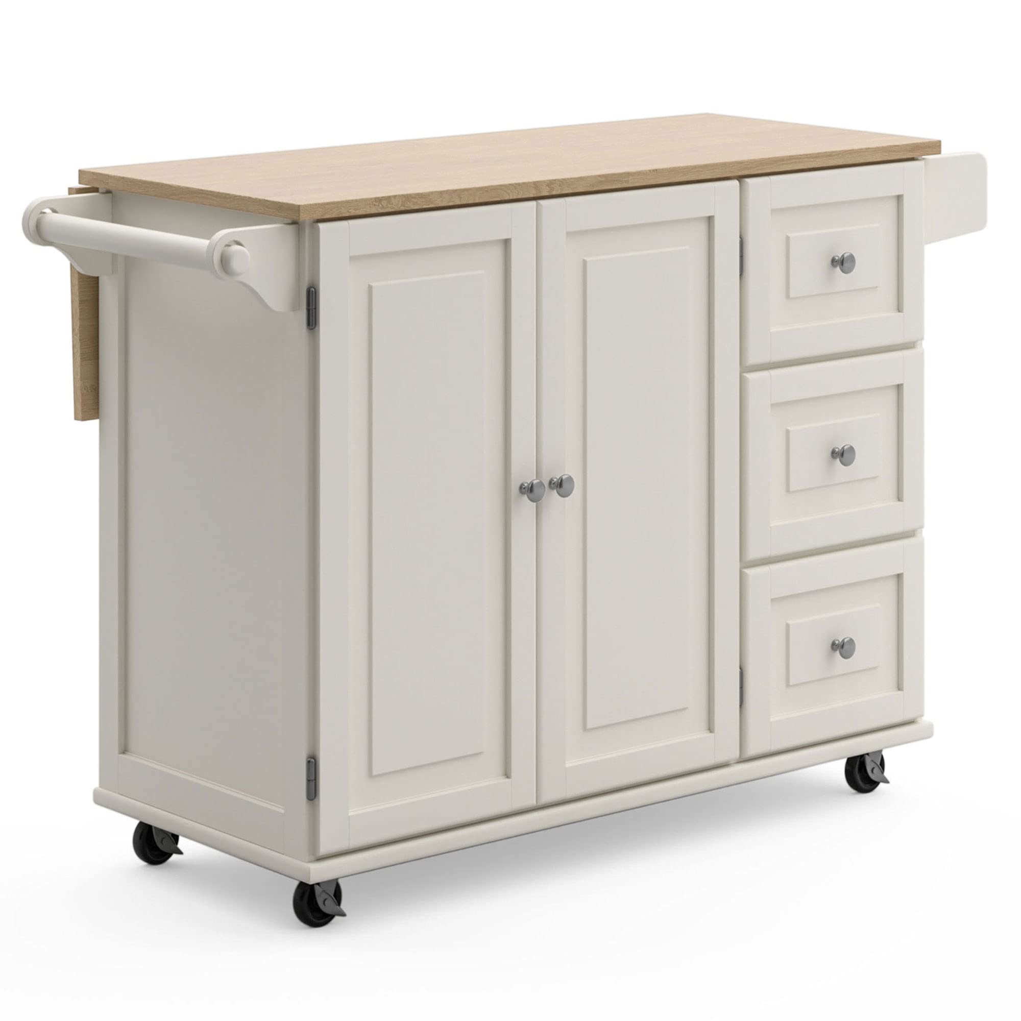 Mobile Kitchen Island Cart with Drop Leaf Breakfast Bar