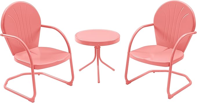 Retro Metal Patio Bistro Set - 3 Piece Outdoor Seating