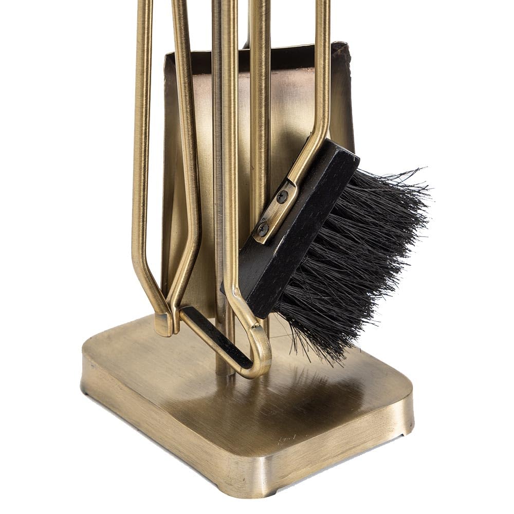 5-Piece Fireplace Tool Set with Walnut Handles