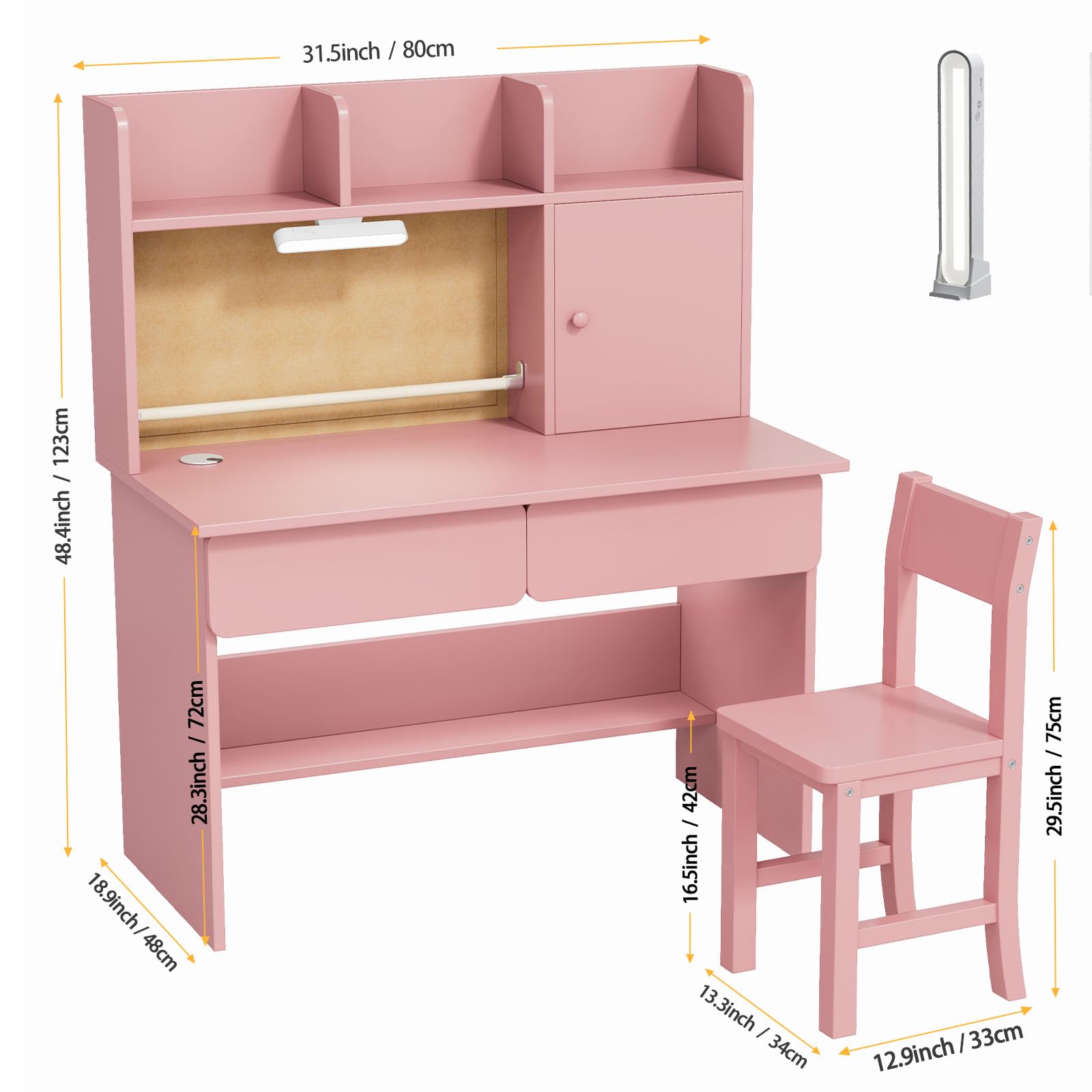 Kids Study Desk and Chair Set with Storage