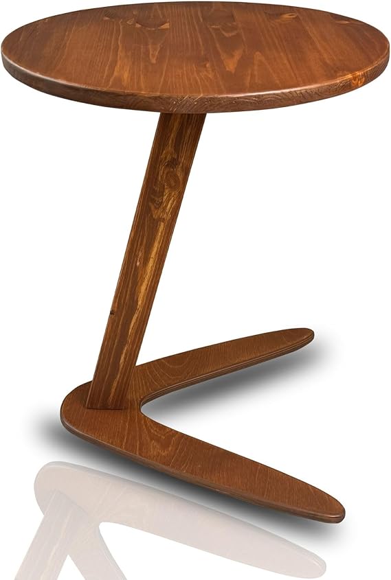 C-Shaped Solid Wood End Table