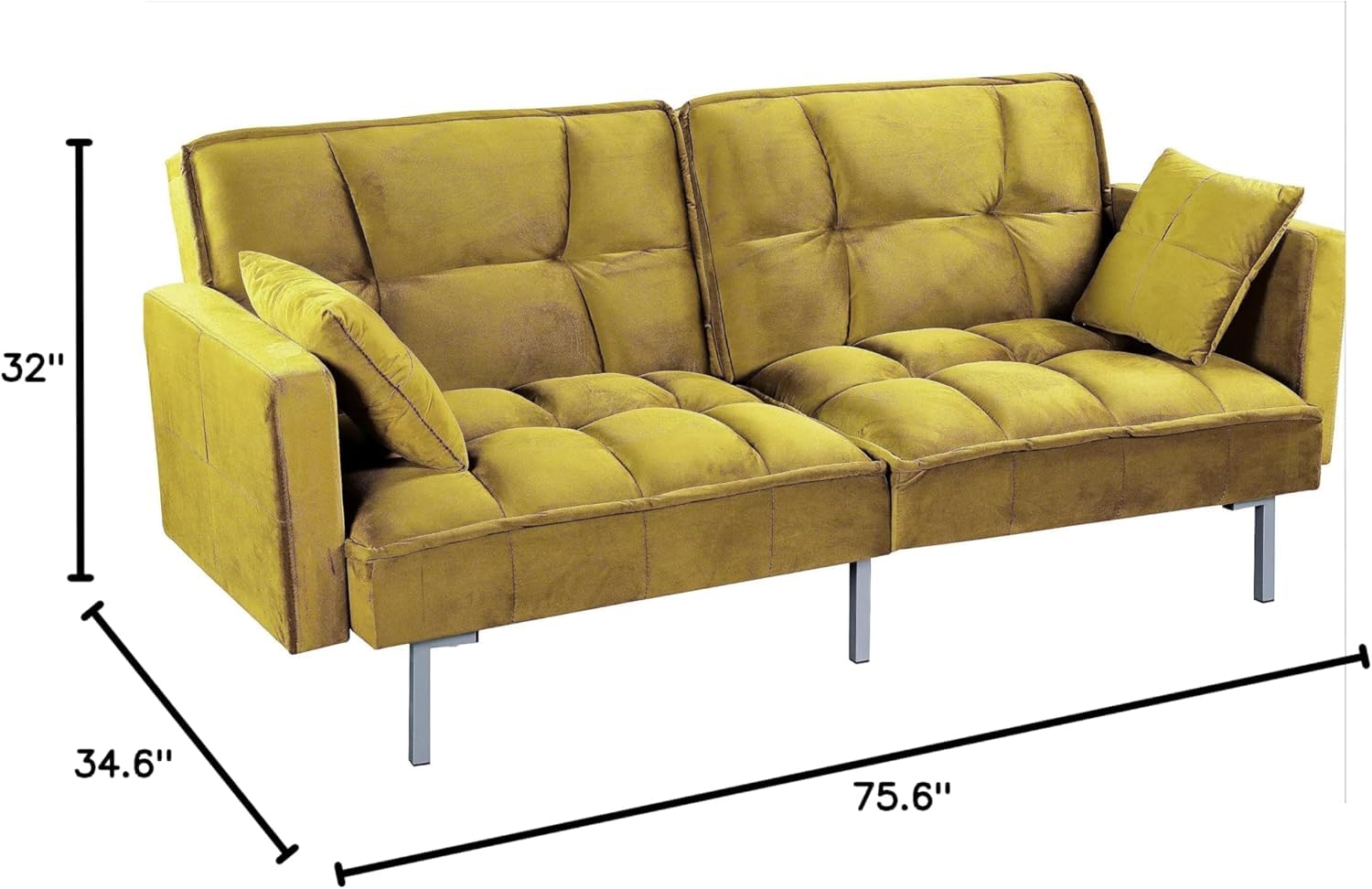 Regal 75.6" Velvet Convertible Sofa Bed with Tufted Design