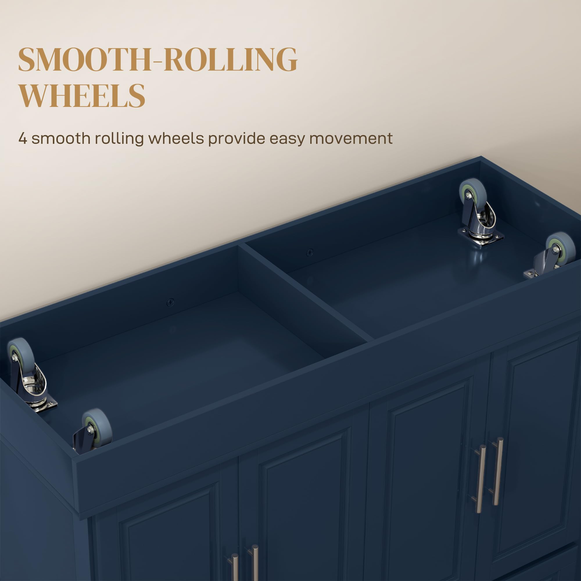 Rolling Kitchen Island Cart with Stainless Steel Top