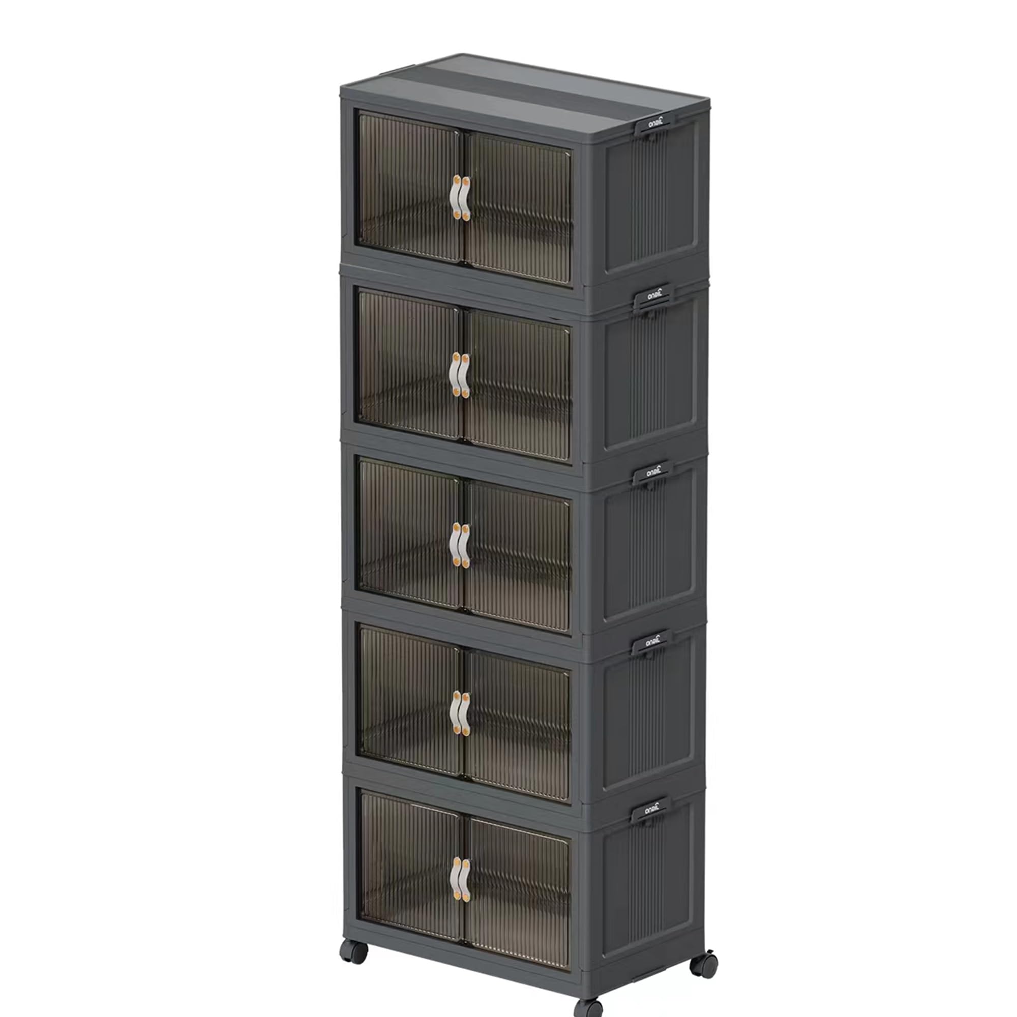 5 Tier Plastic Storage Organizer with Lids - 656Qt Collapsible Stackable Bins