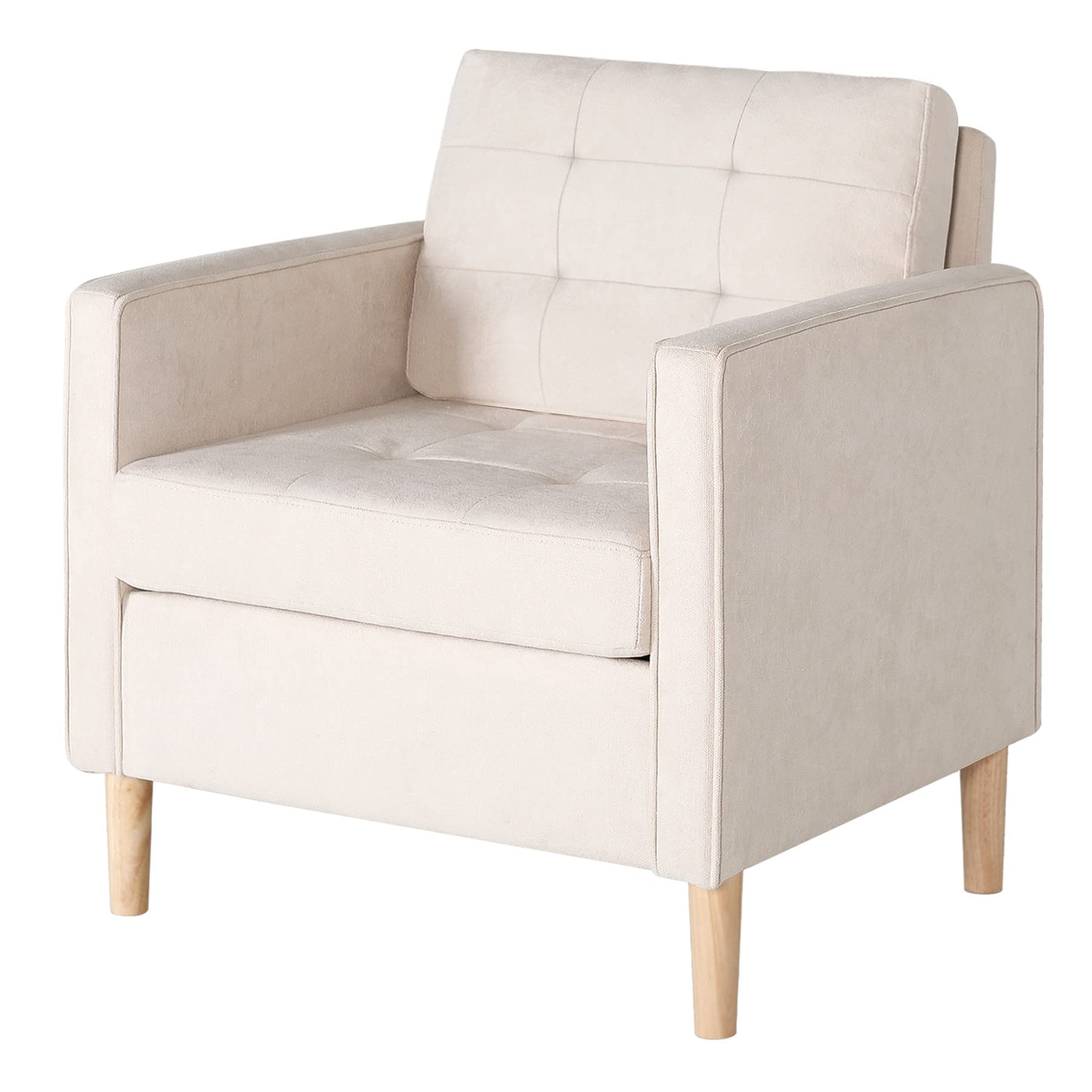 STHOUYN Mid Century Modern Comfy Accent Arm Chair, Bedroom Chair for Adults, Living Room Office Reading Chairs, Suitable for Small Spaces, White (1, White)