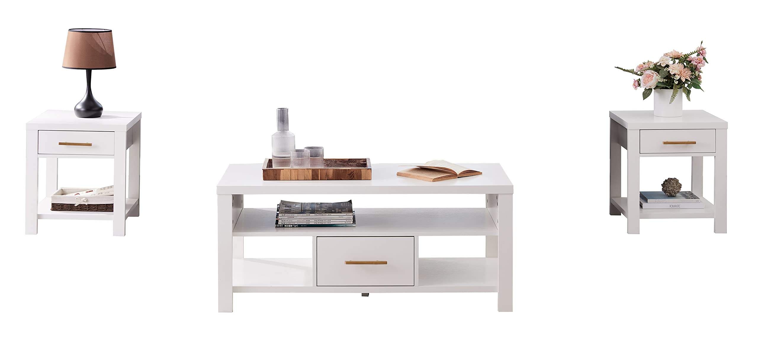 Sendero 3-Piece Occasional Table Set - White