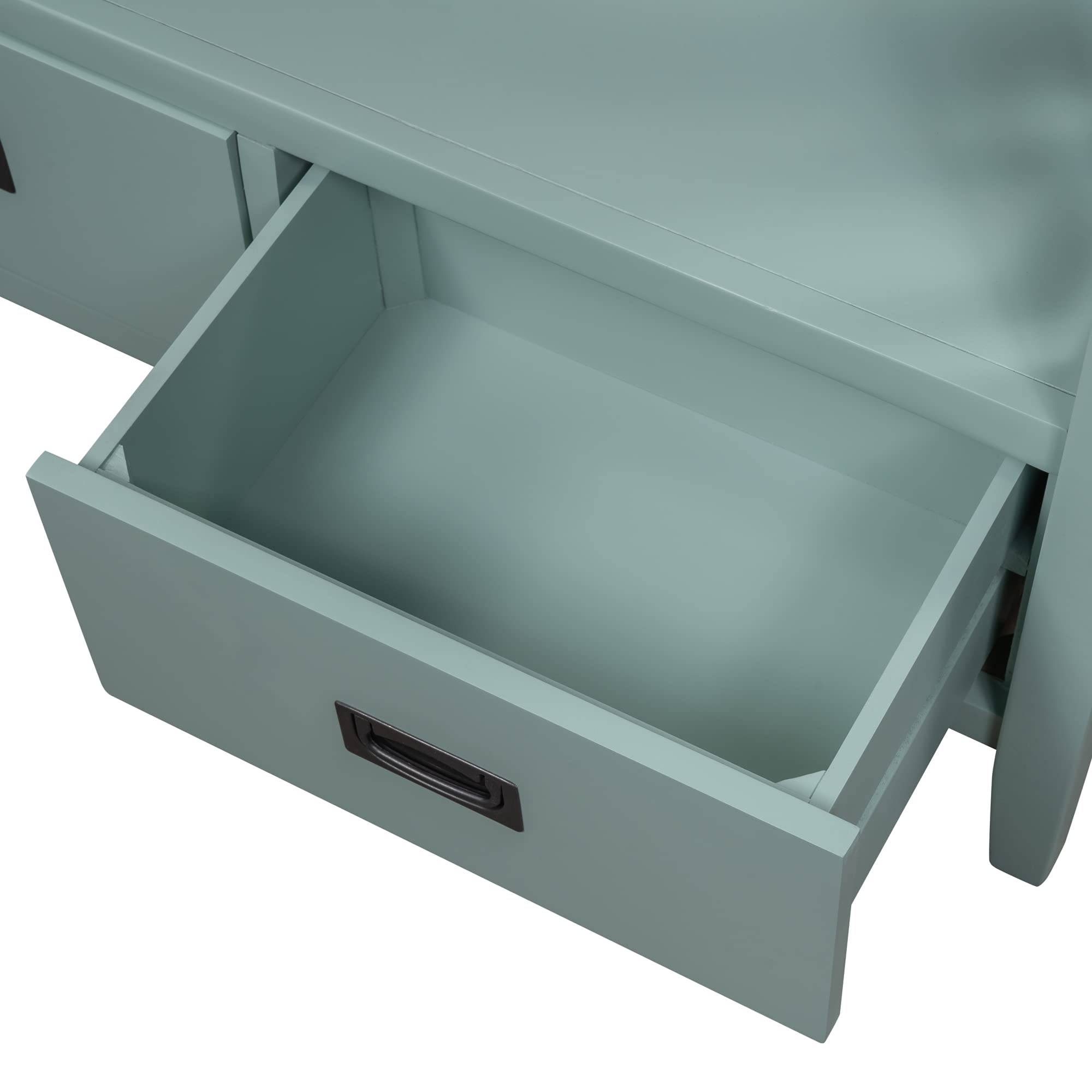 Console Table with 4 Drawers and Shelf - Green
