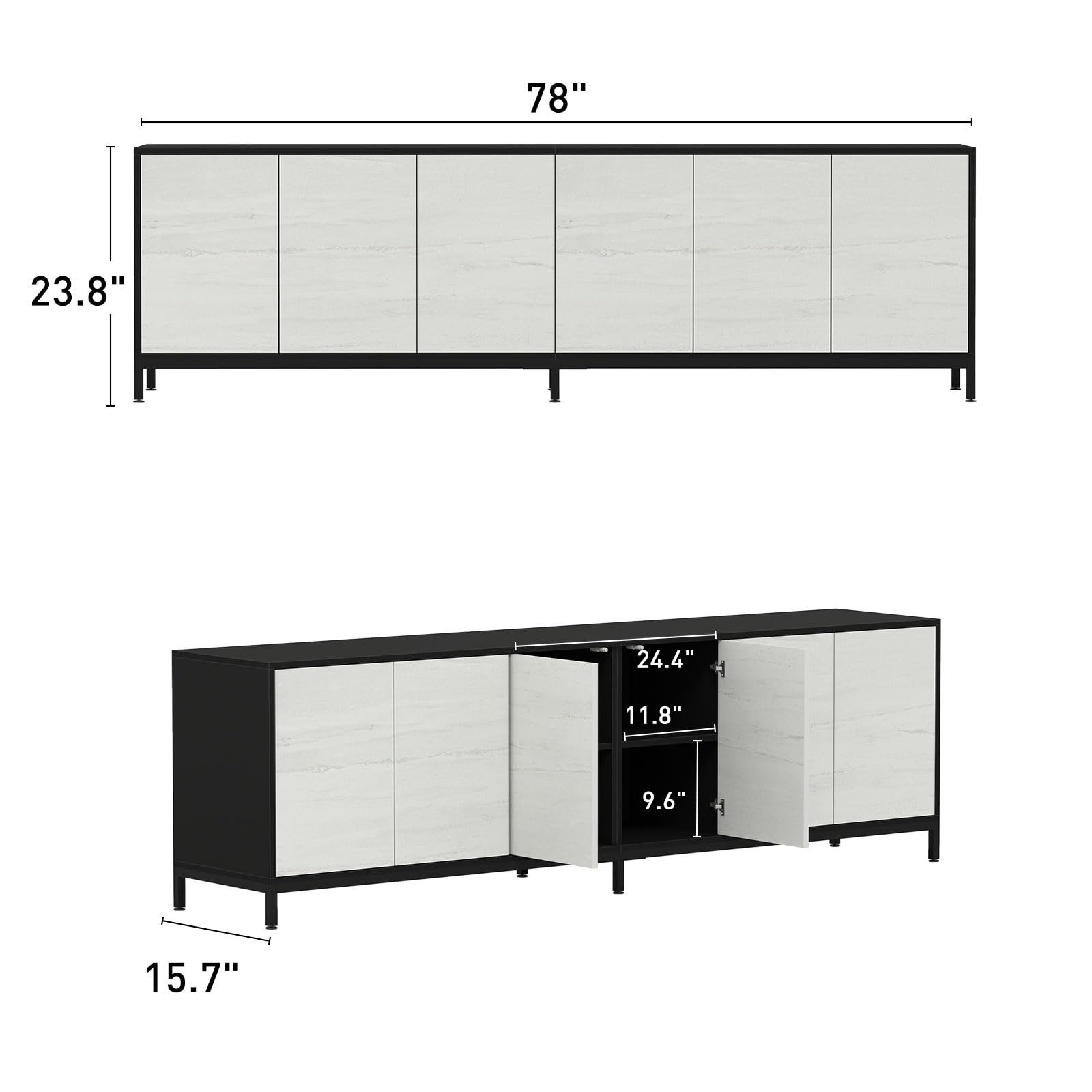 78" TV Stand with 6 Cabinet Doors