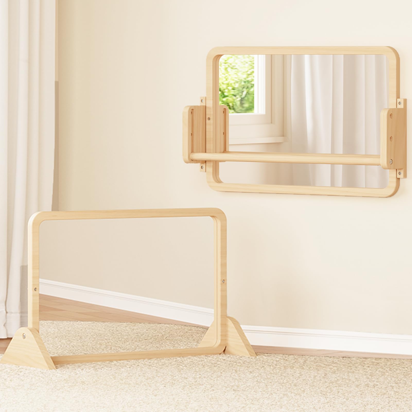 3-in-1 Montessori Mirror with Adjustable Pull-Up Bar
