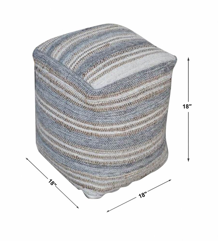 18" Square Wool Pouf Ottoman