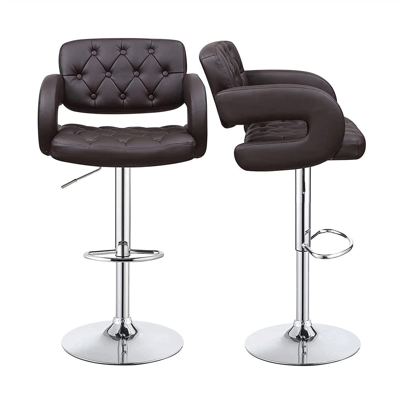 Adjustable Swivel Bar Stool Set - 2 Piece Metal with Armrests