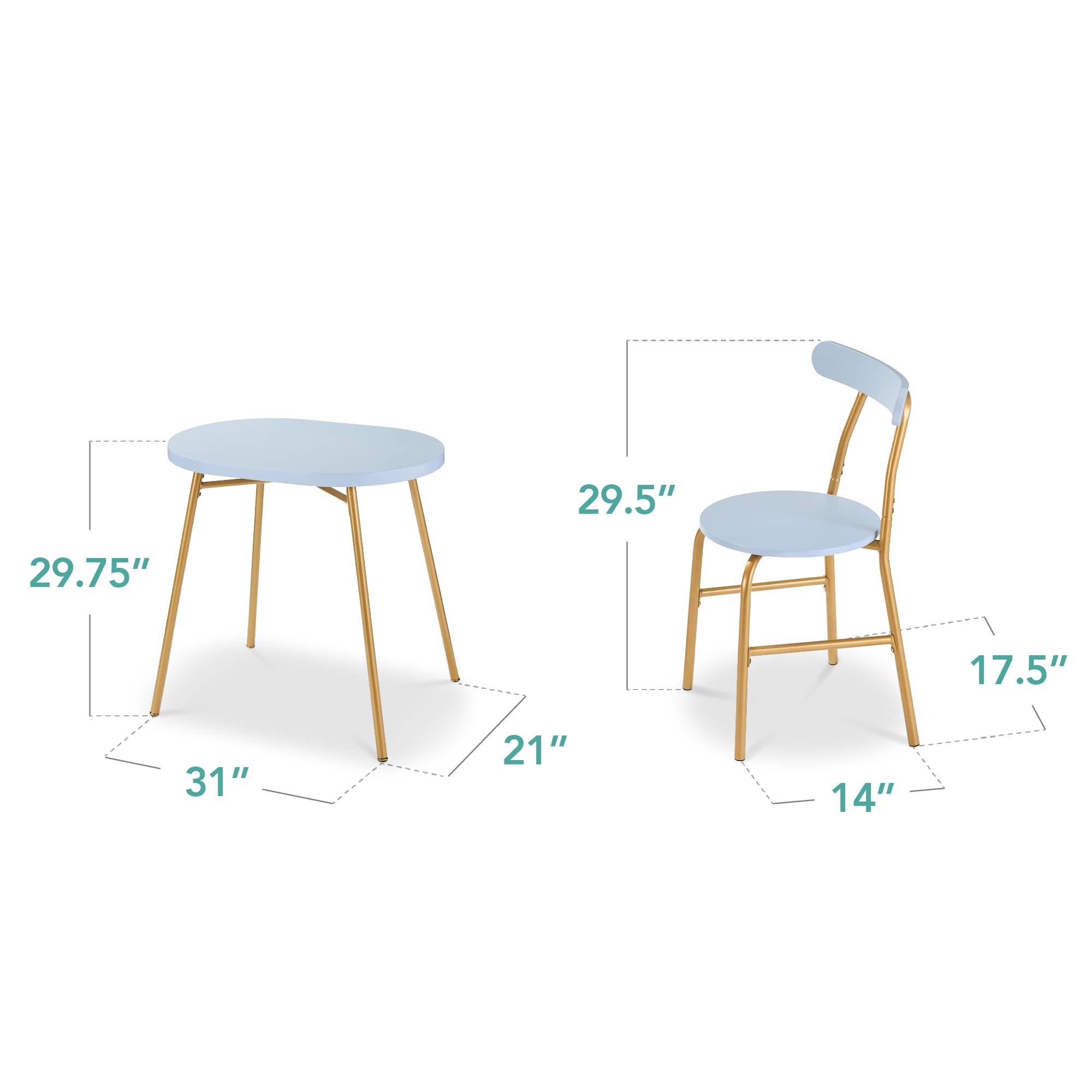 3-Piece Oval Dining Table Set with 2 Chairs