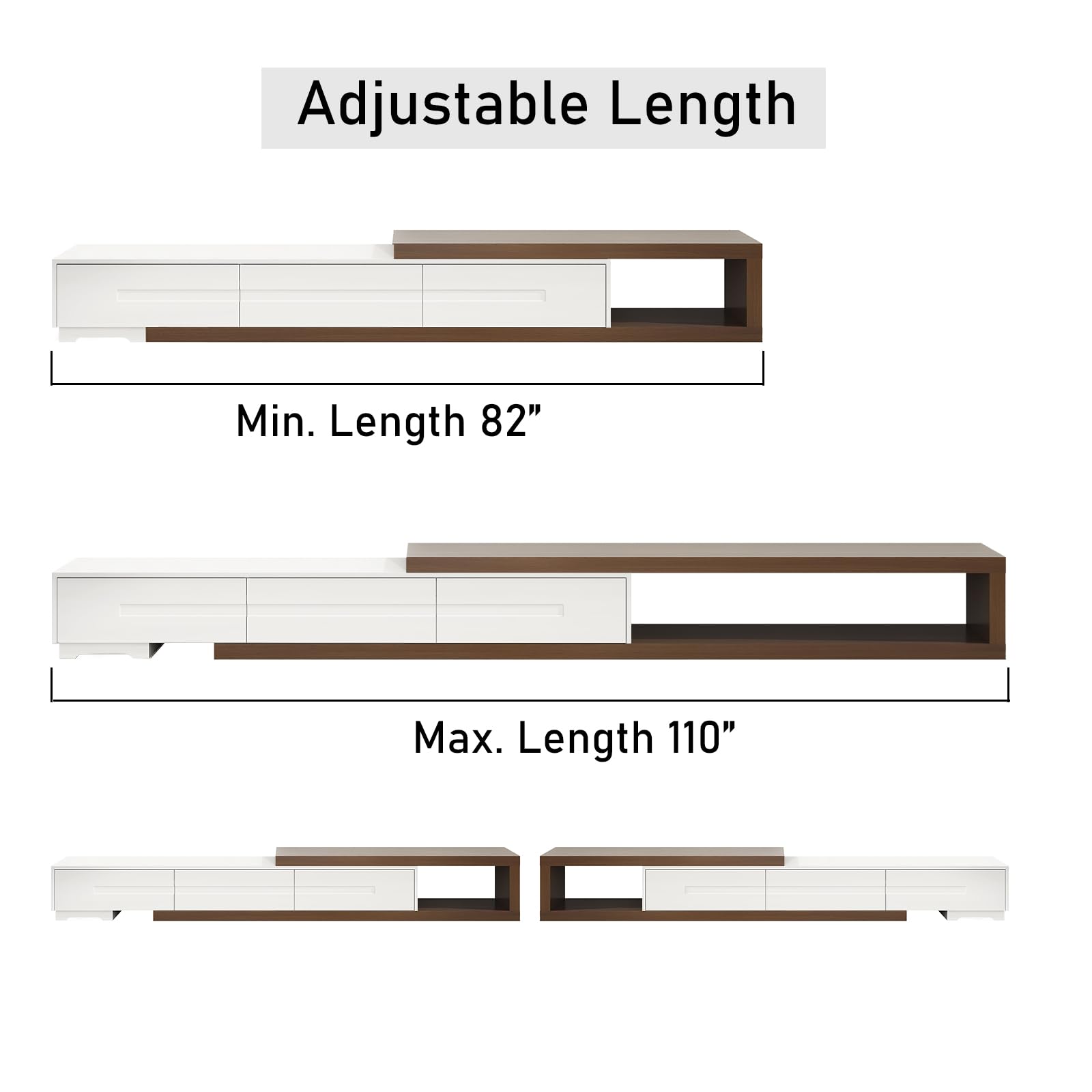 Extendable TV Stand with 3 Drawers