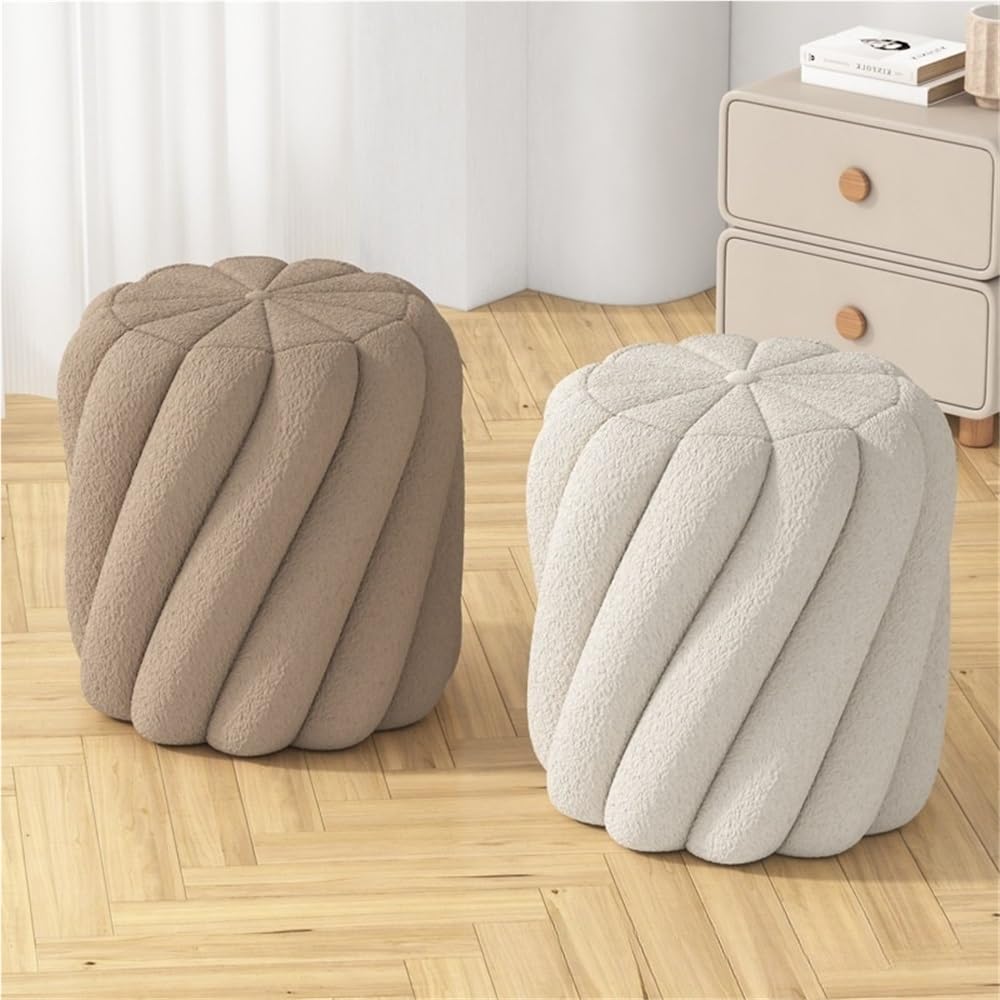Round Upholstered Ottoman Footstool