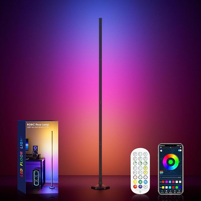 65" RGB Corner Floor Lamp with Music Sync and Remote Control