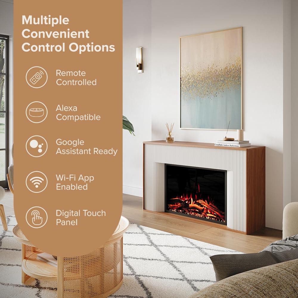 Smart Electric Fireplace Mantel with 33" Firebox Heater