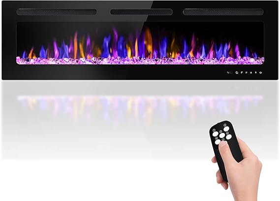 40" Electric Fireplace Wall Mounted Recessed with Remote Control