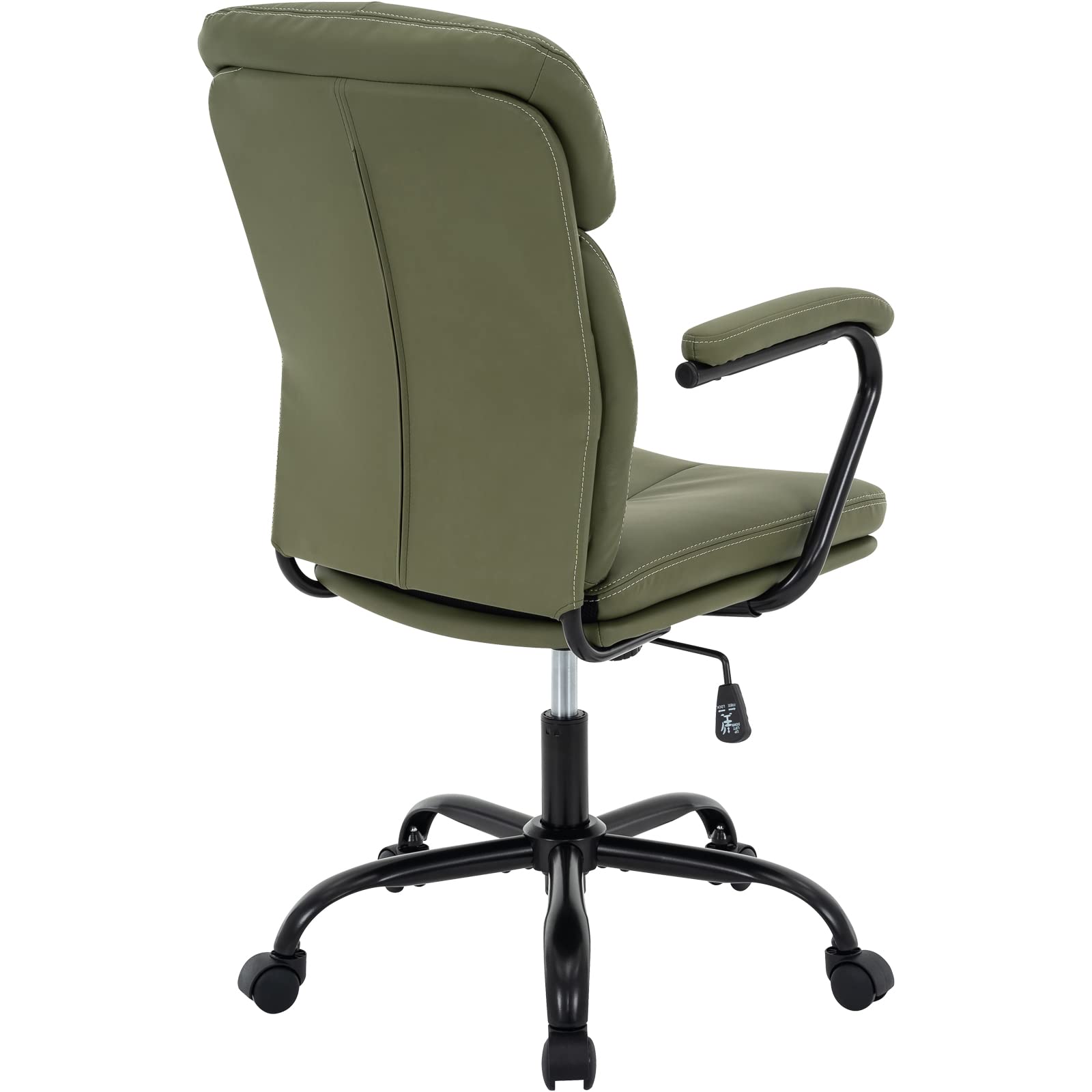 Modern Upholstered Mid-Back Office Chair with Arms