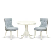 3 Piece Round Dining Table Set with Parsons Chairs