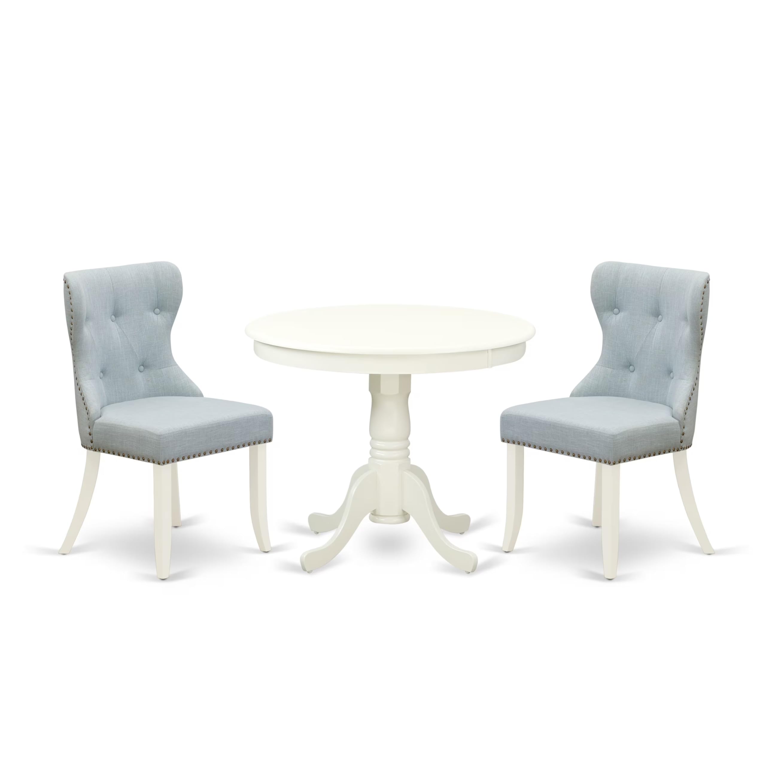 3 Piece Round Dining Table Set with Parsons Chairs