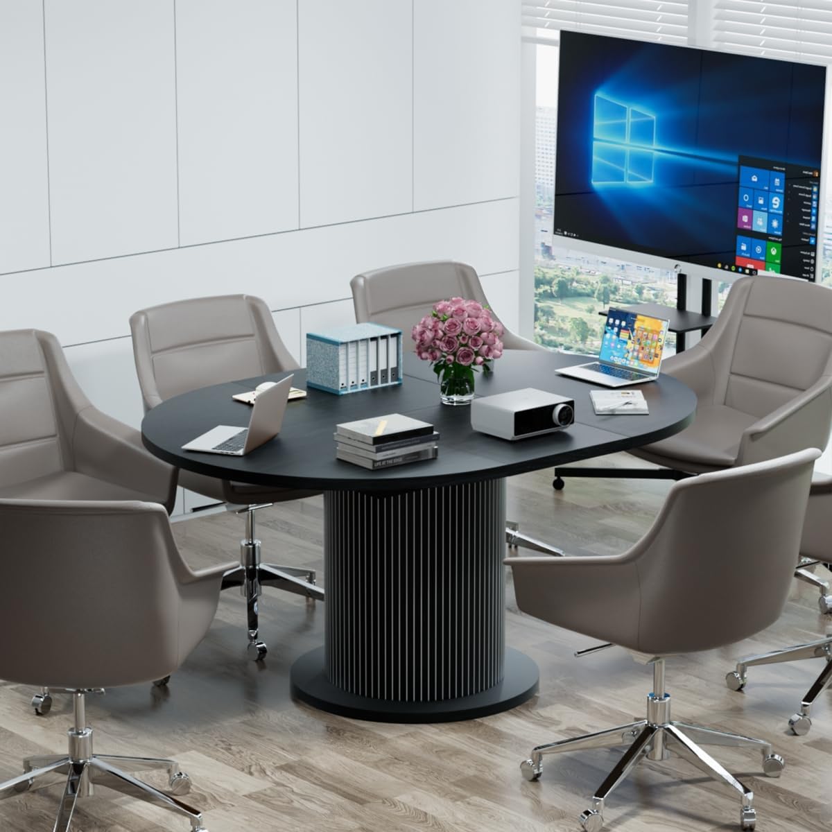 Adjustable Round Conference Table 4-6 People