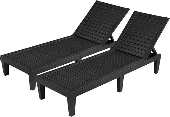 Outdoor Chaise Lounge Chair Set of 2 with Adjustable Backrest