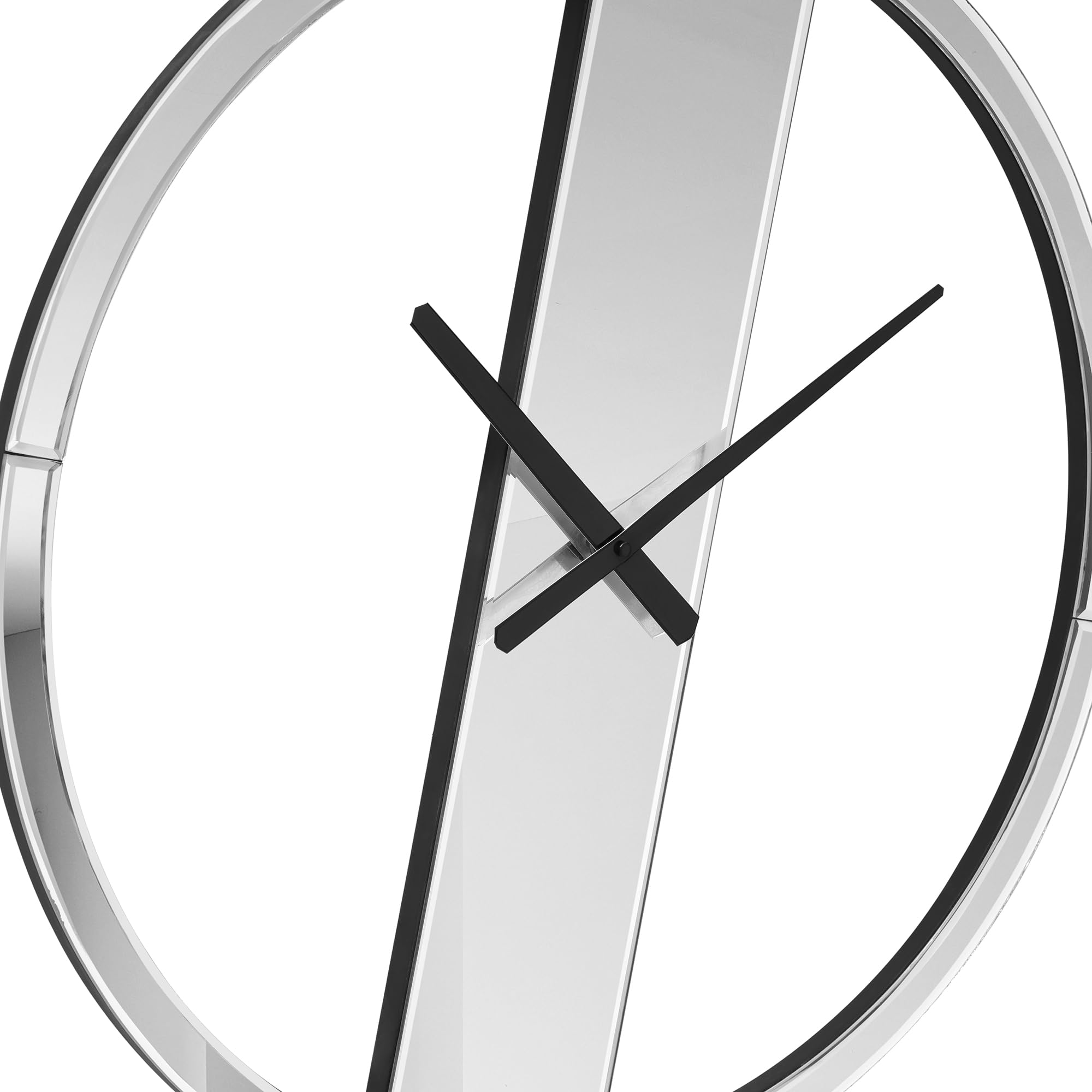 Mirrored Wall Clock 23" Round Contemporary Design
