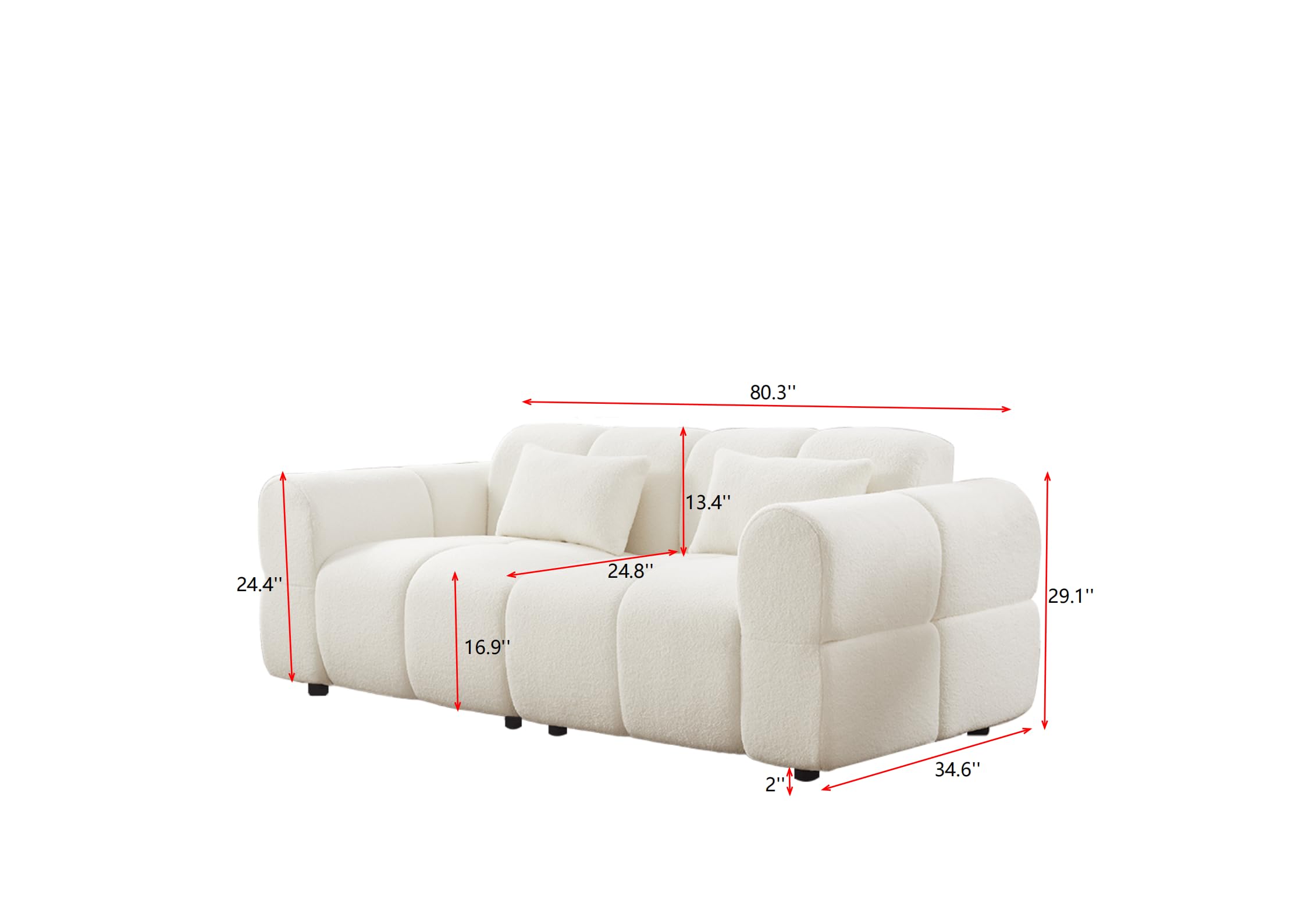 80" Modern Boucle Sofa - Deep Seat 3-Seater Couch