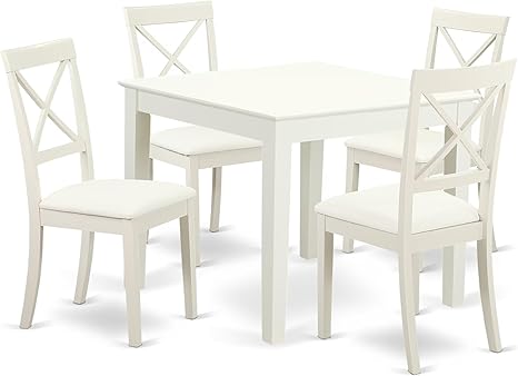 5-Piece Square Dining Set with Faux Leather Chairs