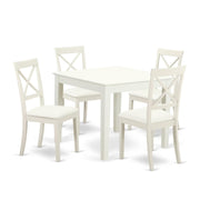 5-Piece Square Dining Set with Faux Leather Chairs