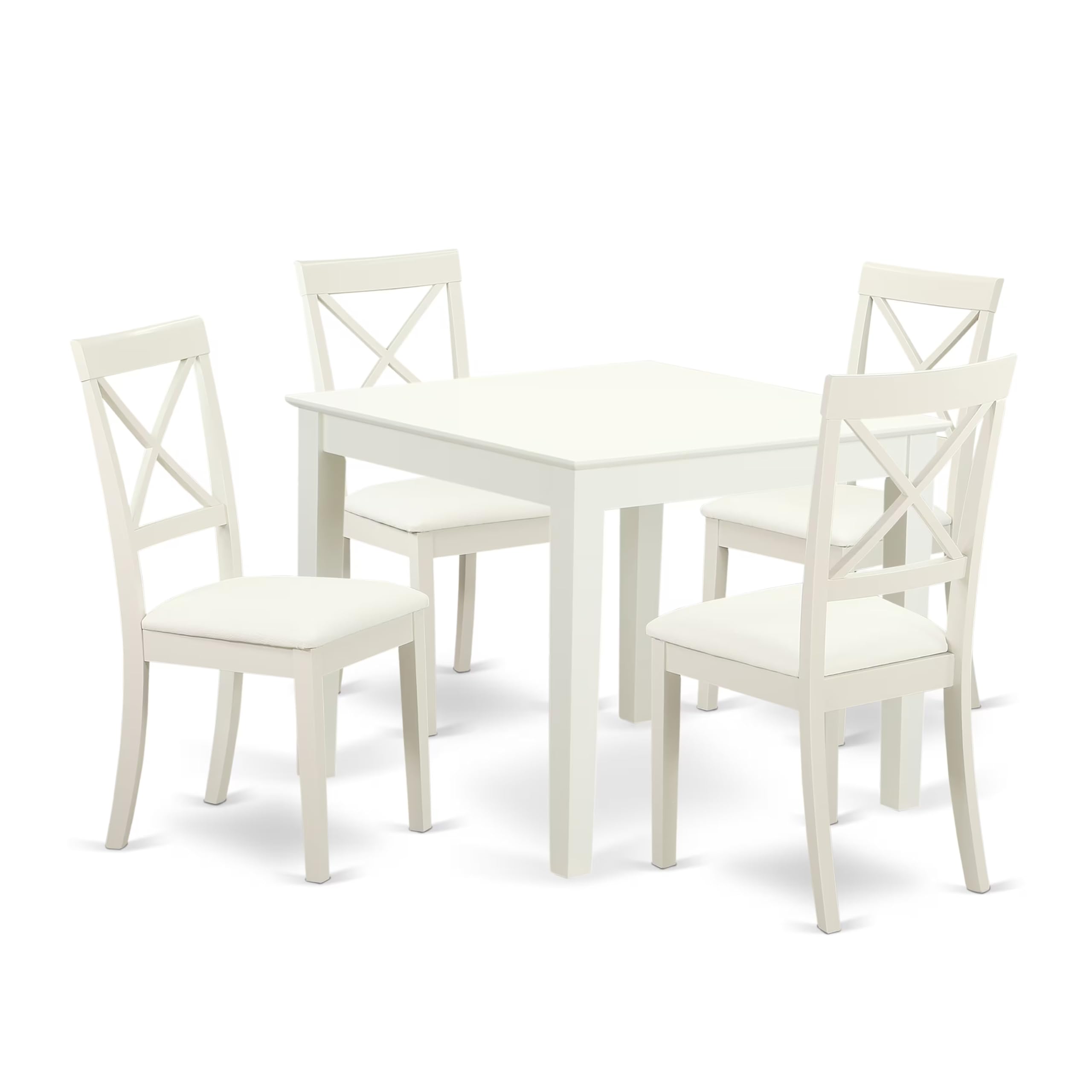 5-Piece Square Dining Set with Faux Leather Chairs
