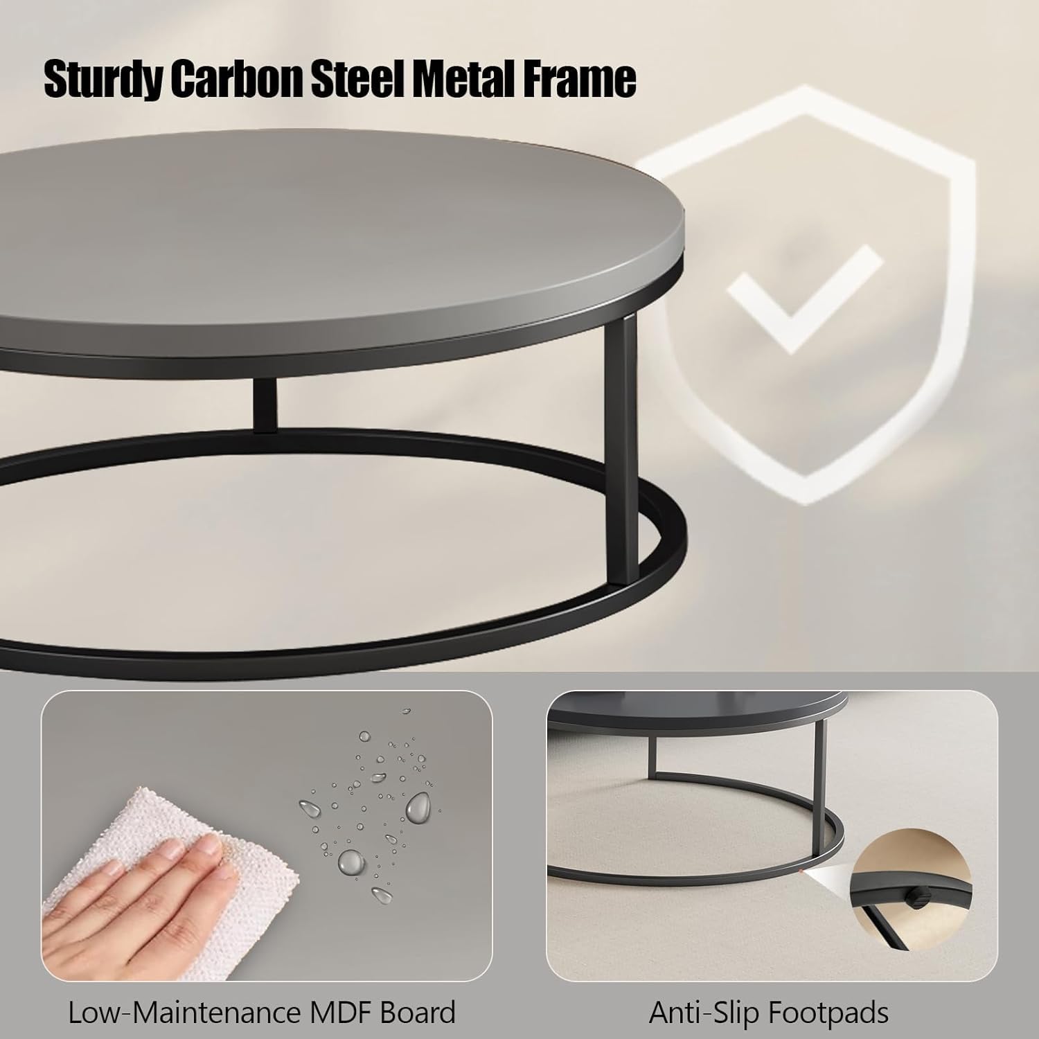 Round Nesting Coffee Table Set of 2