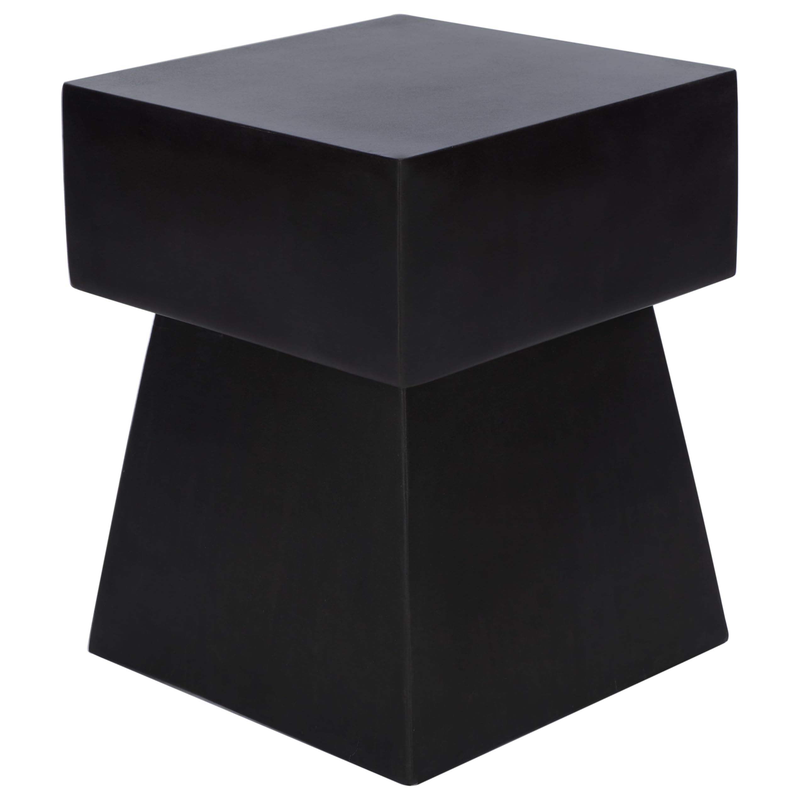 Modern Concrete Accent Table - Black Square End Table