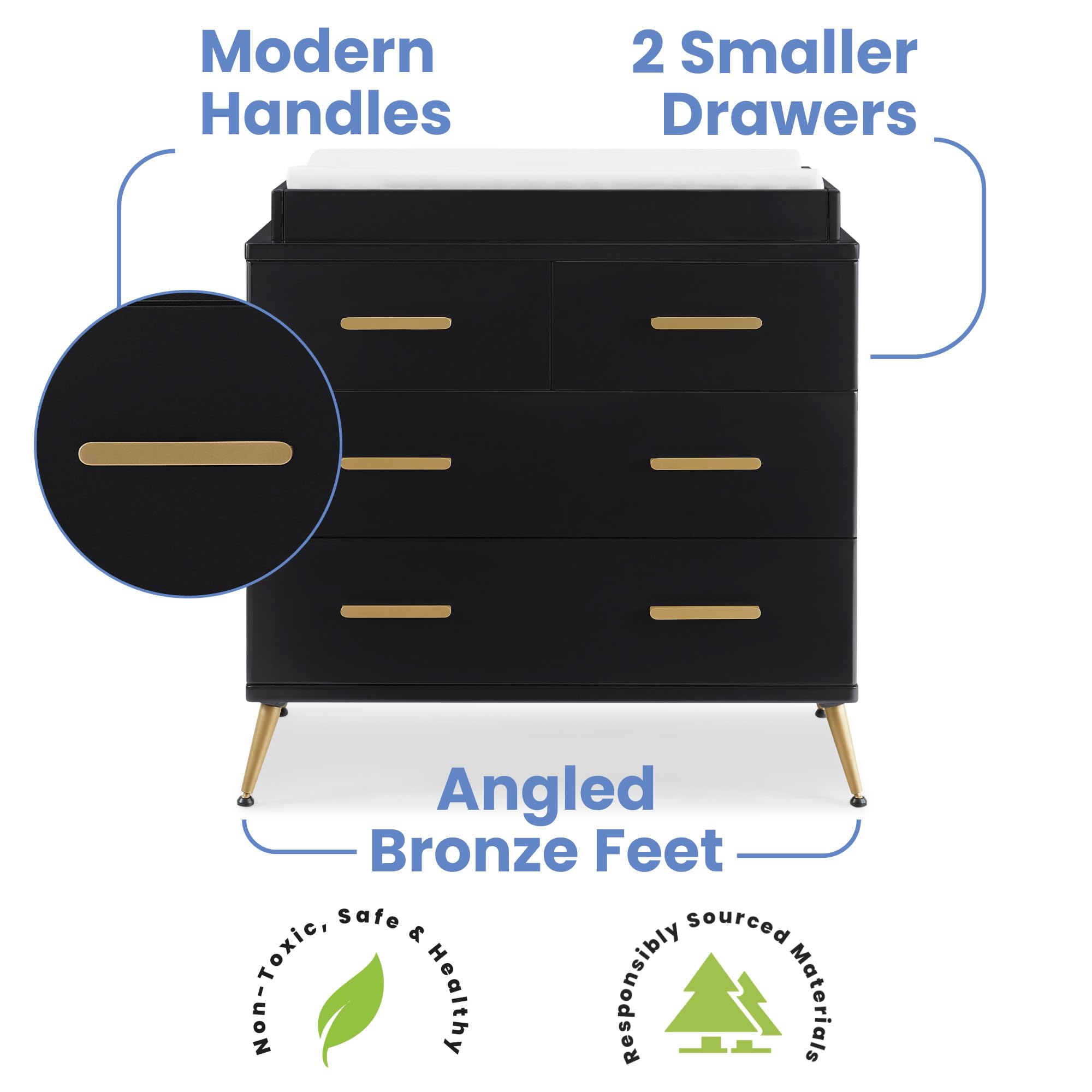 4 Drawer Dresser with Changing Top and Interlocking Drawers