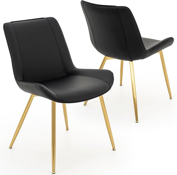PU Leather Dining Chairs Set of 2 with Metal Legs
