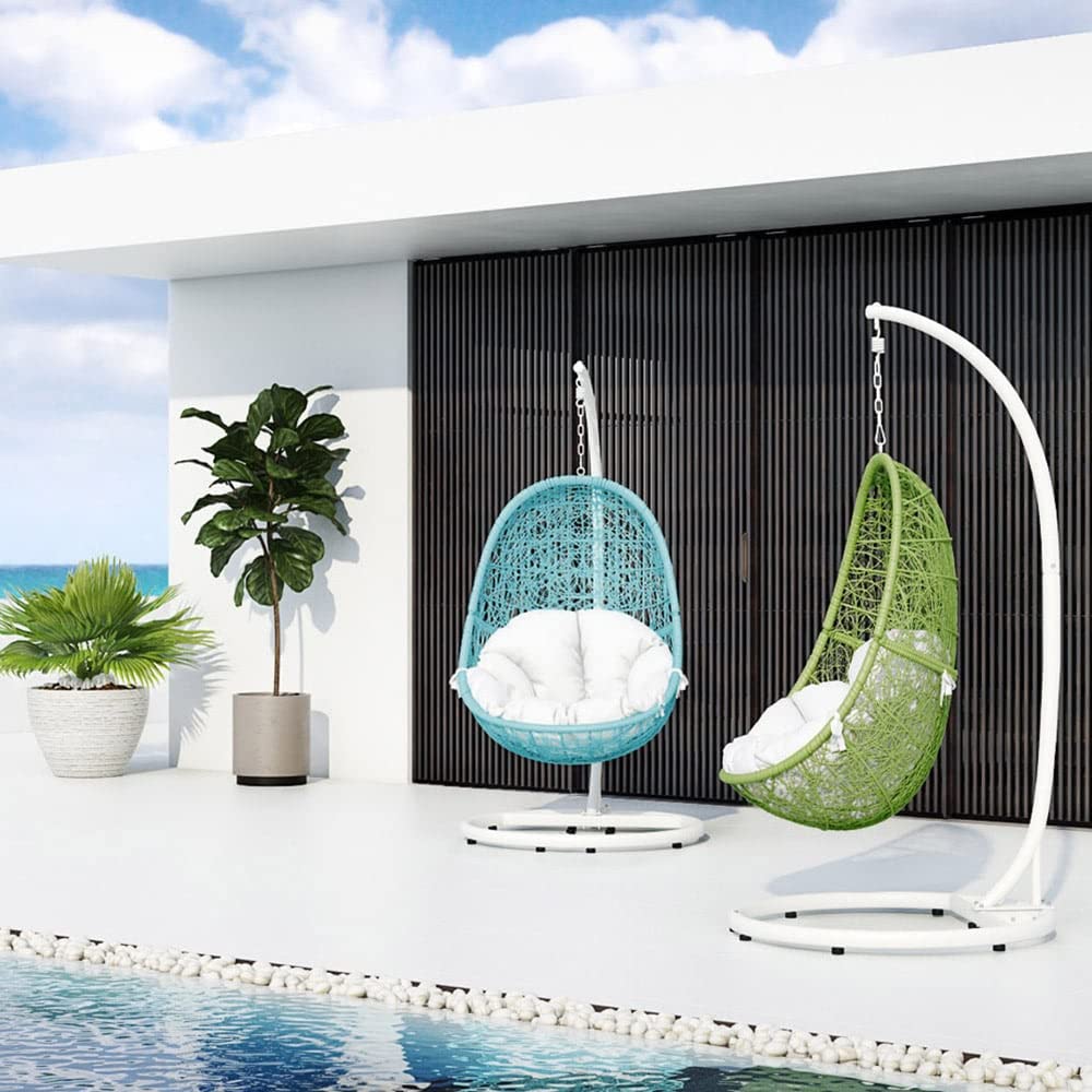 Reef Swing Chair with Stand - Lime Green Basket White Cushion